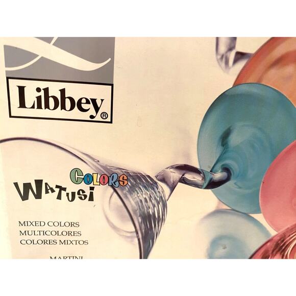 Libbey WATUSI Multicolor Martini Glasses Retro Zig Zag Stem Barware - Picture 4 of 8